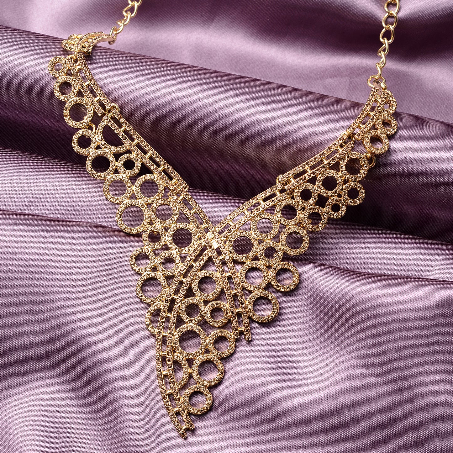 Women's Champagne Austrian Crystal Bib Necklace