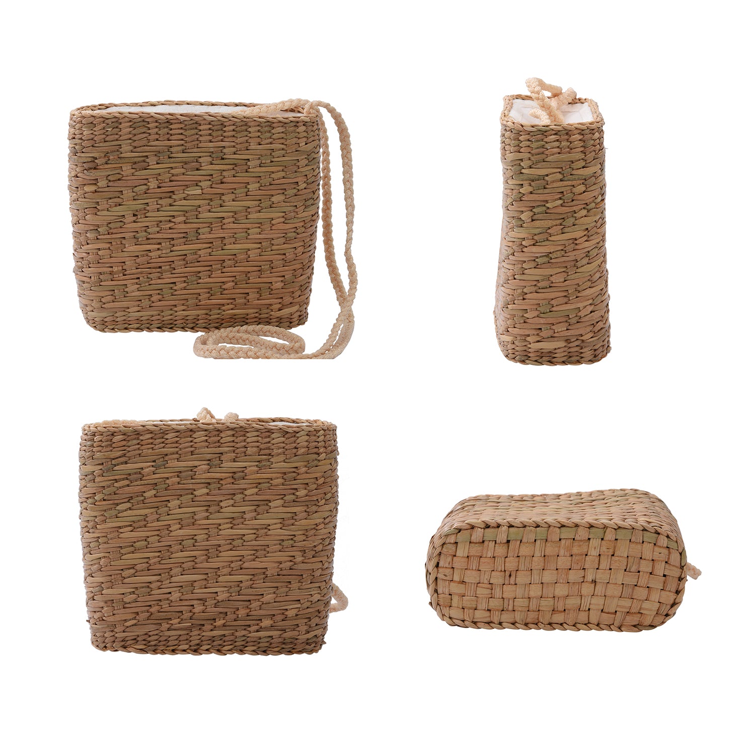 Eco Friendly Reed Handwoven Shoulder Bag with Nylon Handle