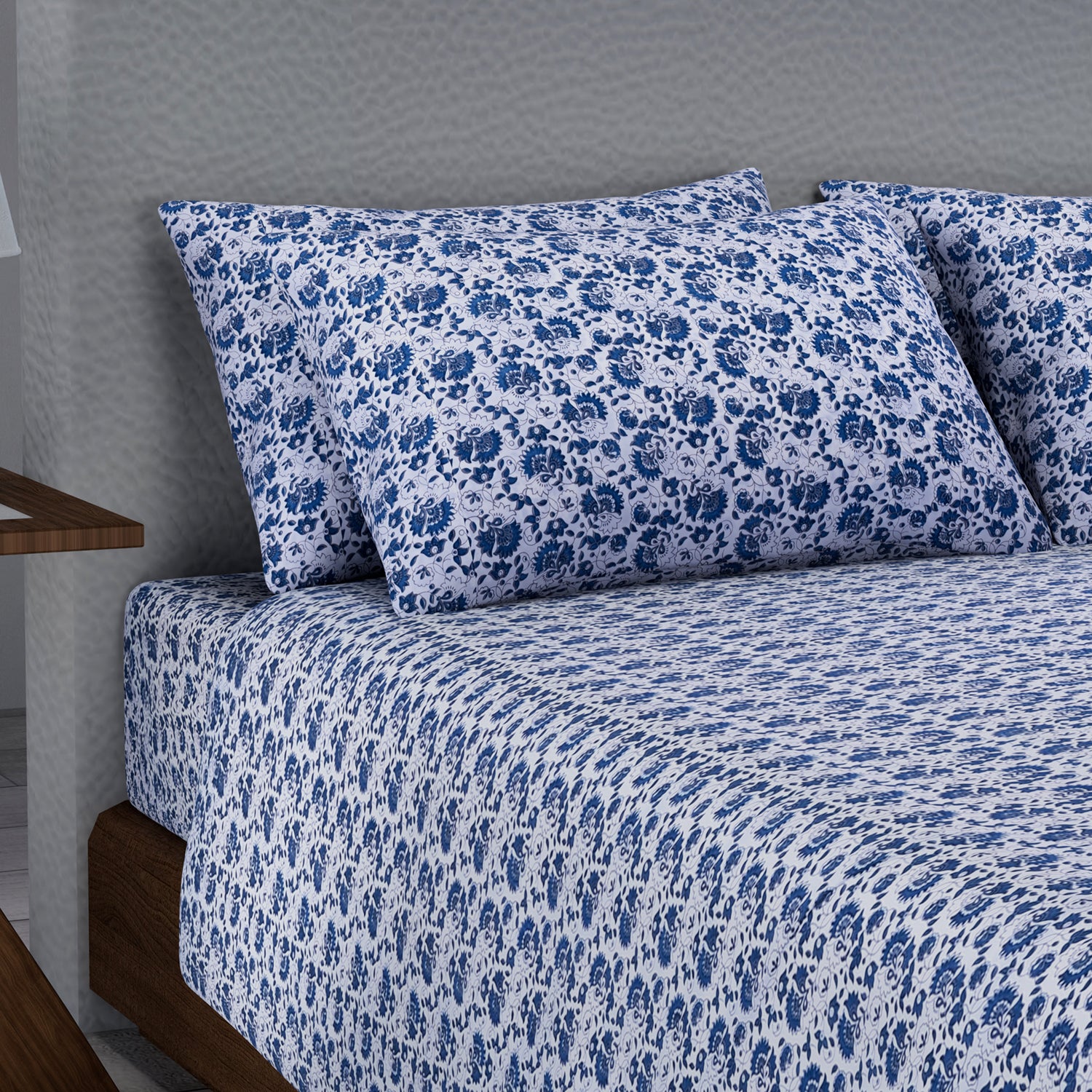 Homesmart Elegant Floral Print Pattern Microfiber 6 Pcs Sheet Set - King