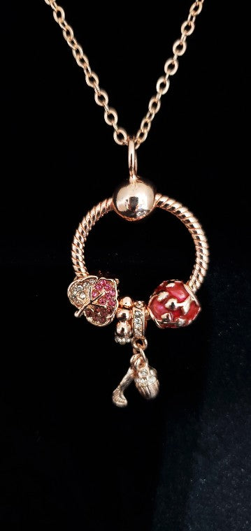 Sundays Child Crystal Necklace in Rose Tone