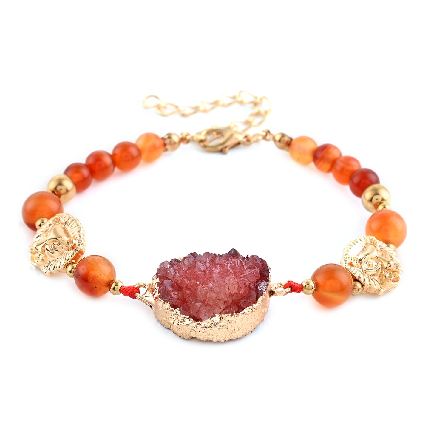 Drusy Quartz Agate Bracelet in Goldtone