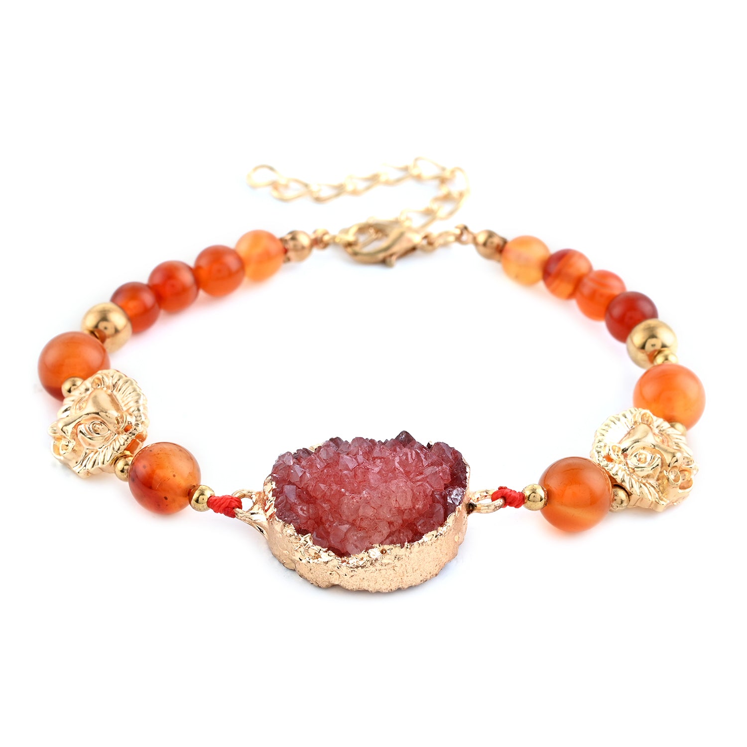 Drusy Quartz Agate Bracelet in Goldtone
