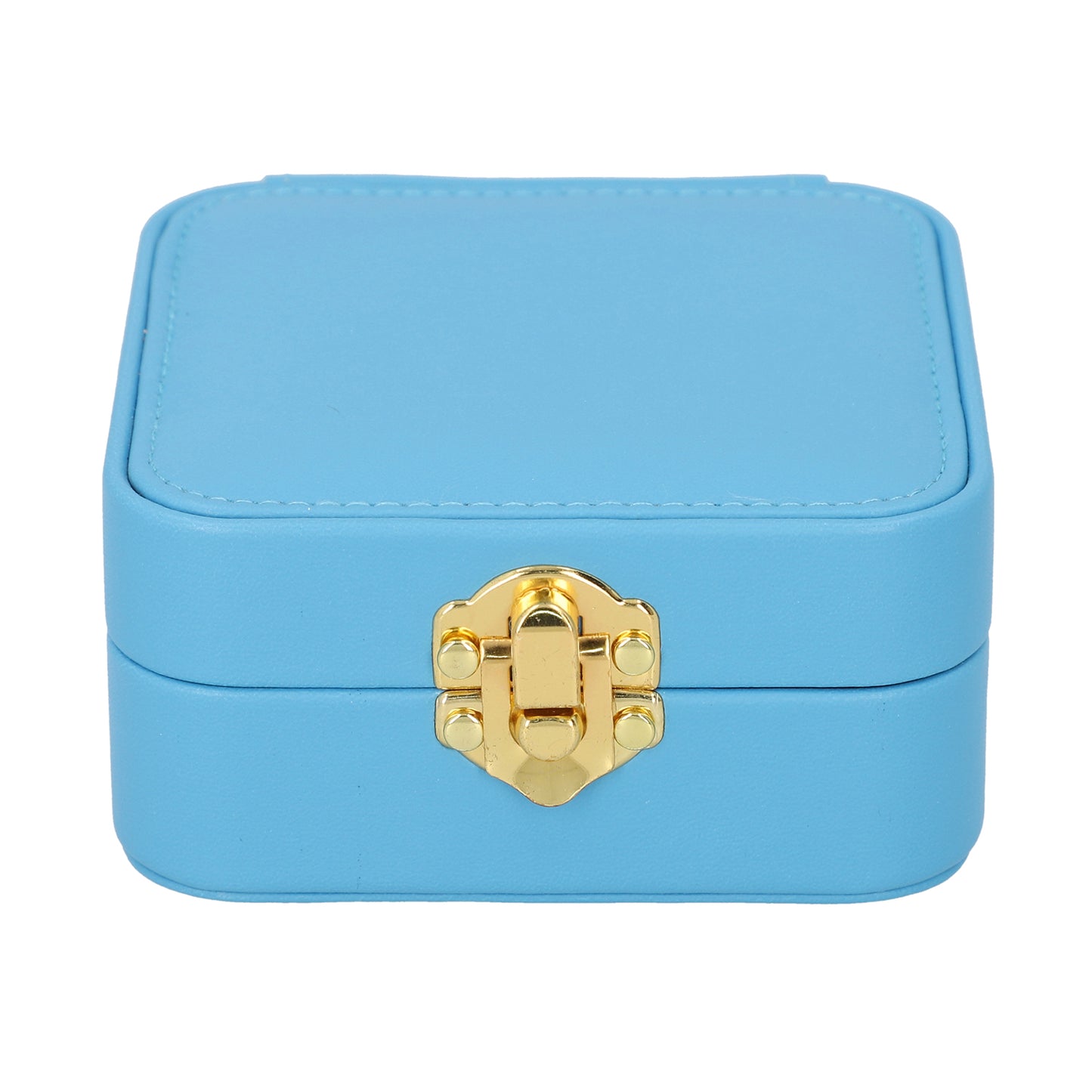 Faux Leather LED Light Travel Jewelry Box with Latch Clasp & Mirror