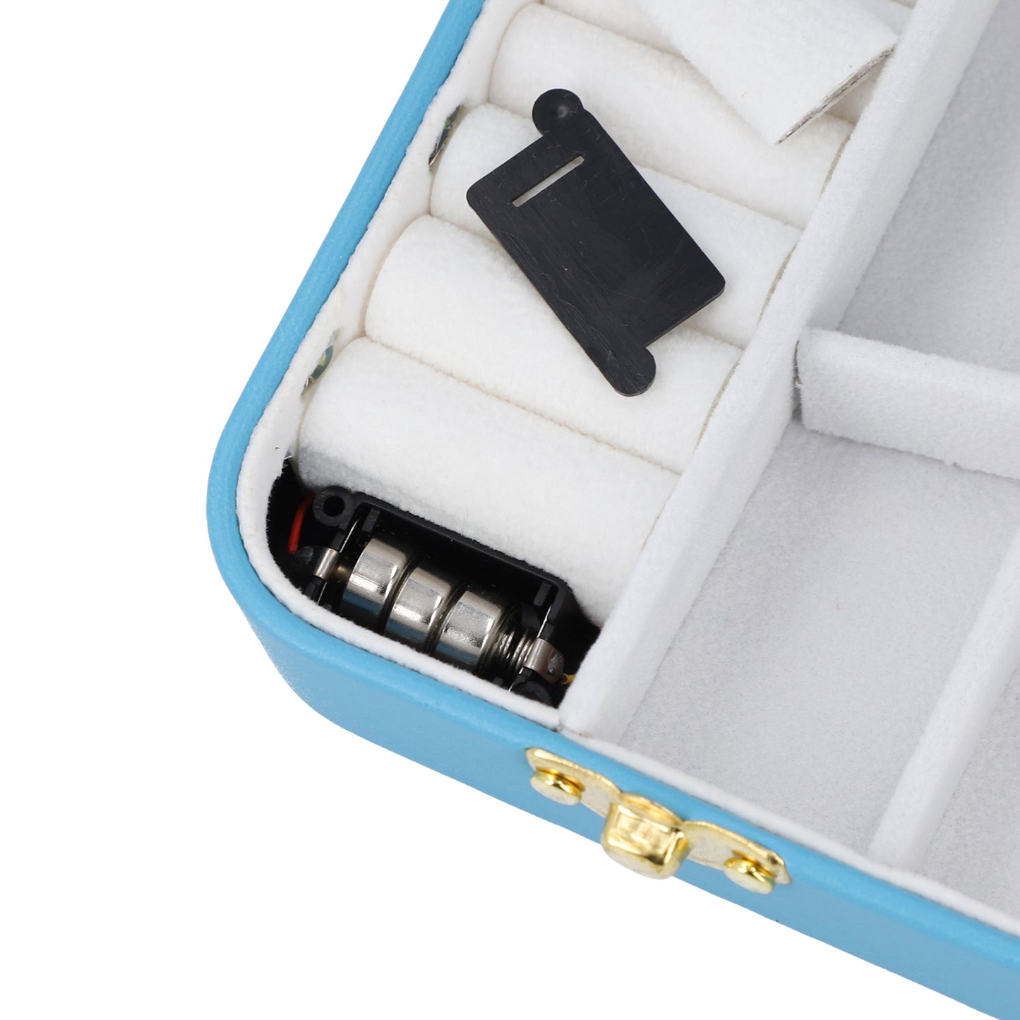 Faux Leather LED Light Travel Jewelry Box with Latch Clasp & Mirror