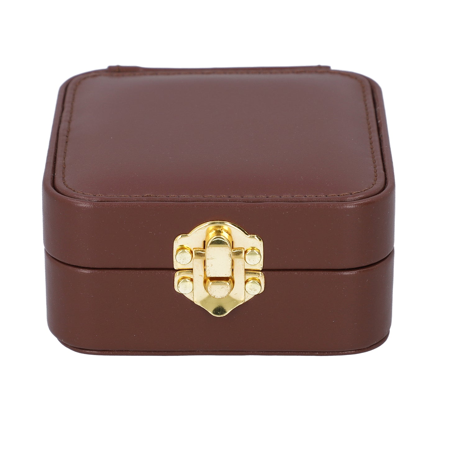 Faux Leather LED Light Travel Jewelry Box with Latch Clasp & Mirror