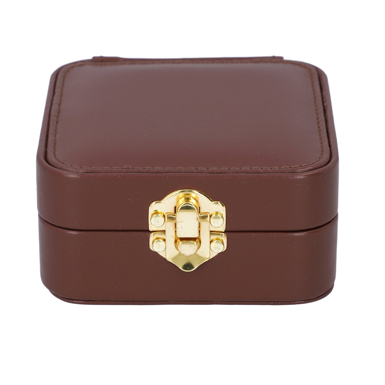 Faux Leather LED Light Travel Jewelry Box with Latch Clasp & Mirror