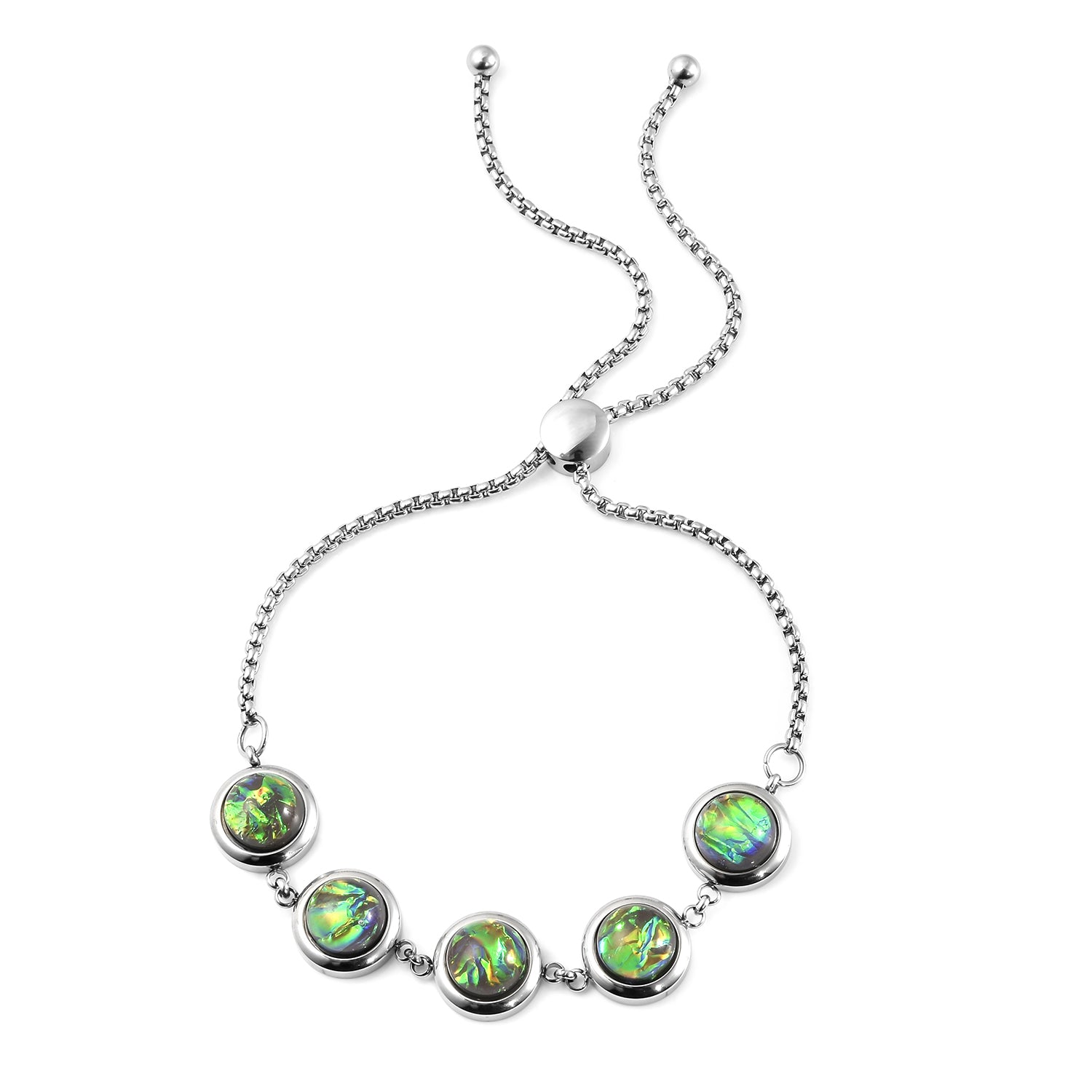 Lab Created Dark Green Opal 8mm Beaded Bolo Bracelet