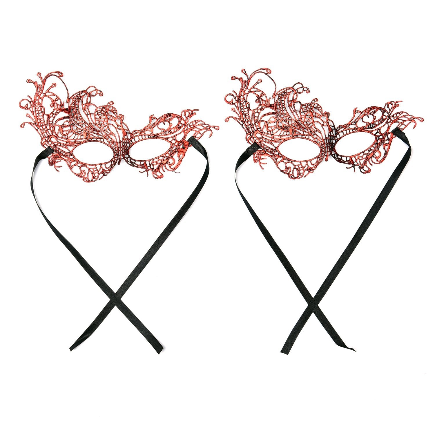 Women's 2 Set Red Mysterious Lace Masks