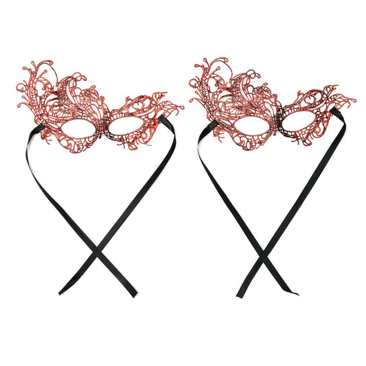 Women's 2 Set Red Mysterious Lace Masks