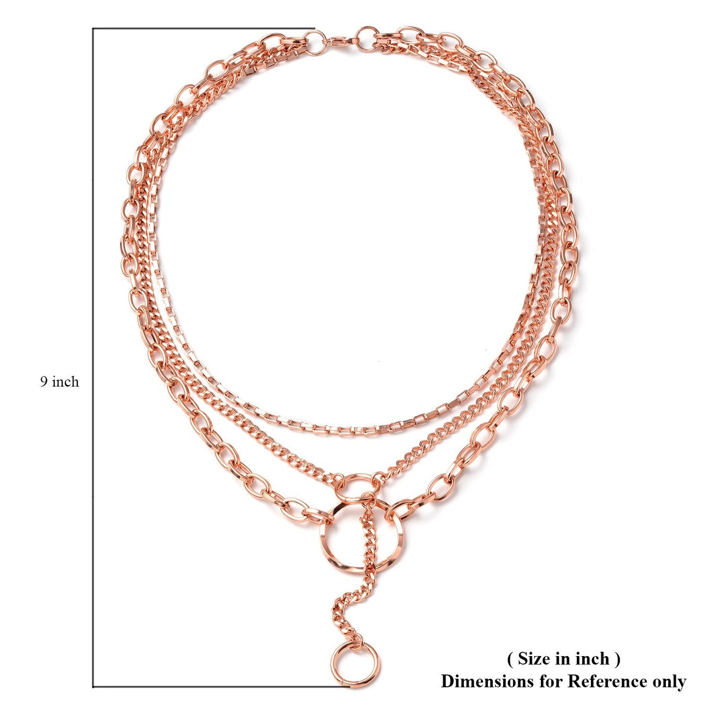 Triple Strand Layered Chain Necklace 20 Inches