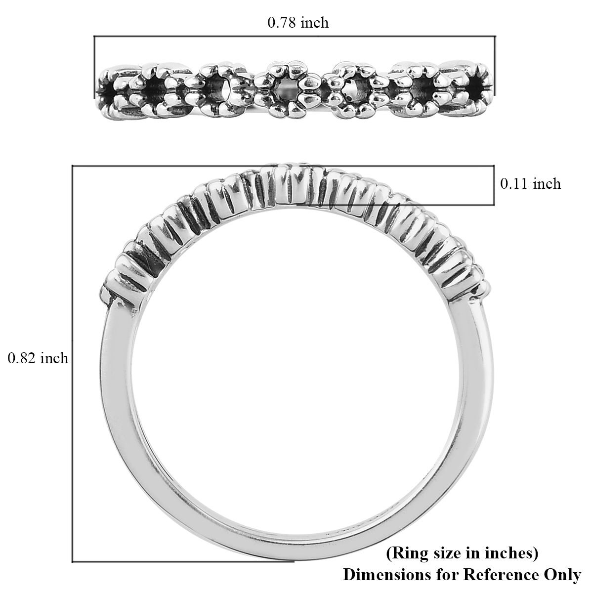 Women's Stylish Half Eternity Band Ring Size 6