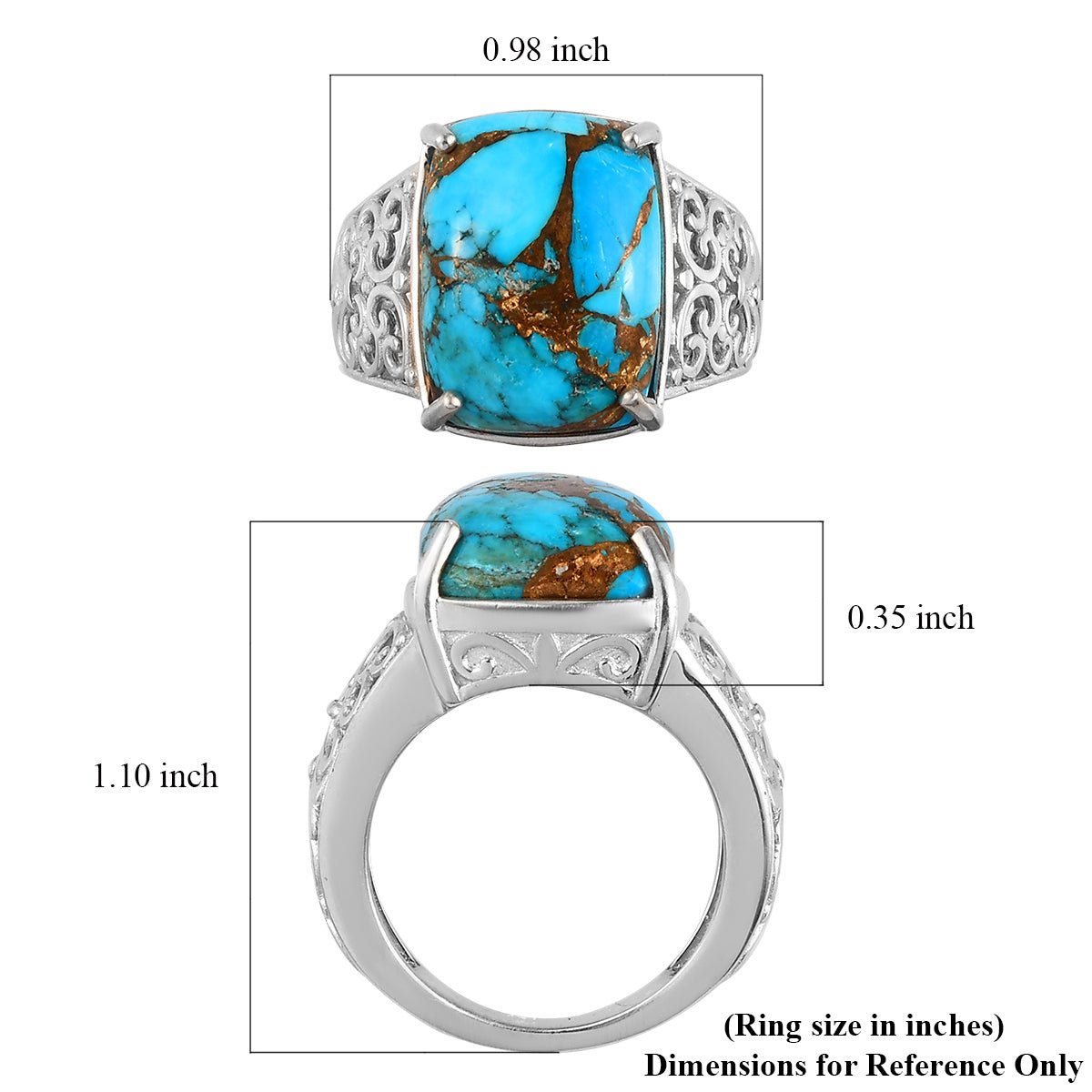 Stylish Matrix Chestnut Brine Turquoise Solitaire Ring Size 8