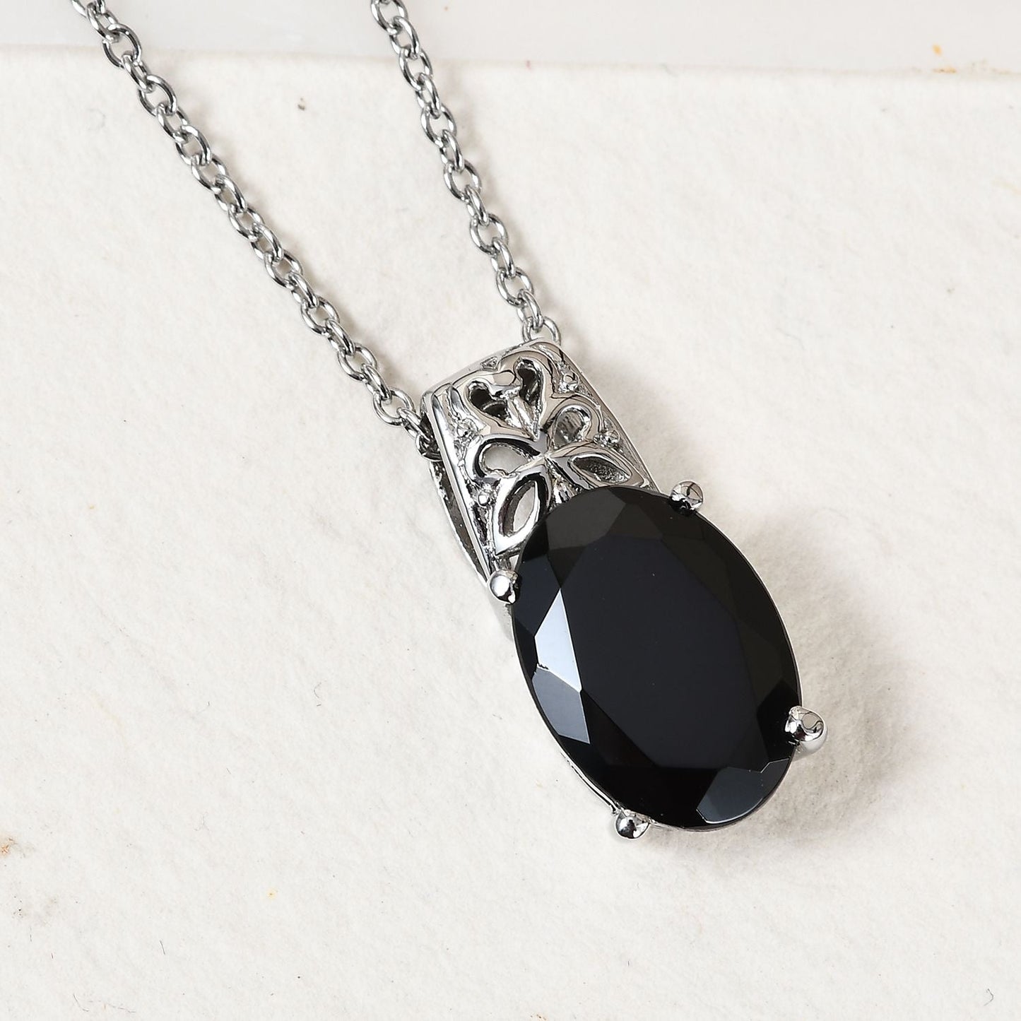 7.65 ctw Natural Thai Black Spinel Pendant Necklace 20 Inch - WHIMSICALIA