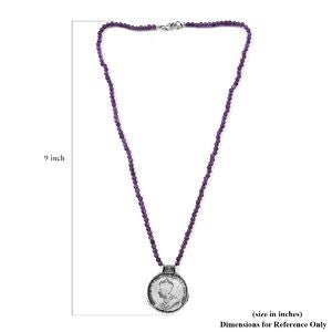 Amethyst Coin Pendant Necklace 20 Inches in Sterling Silver