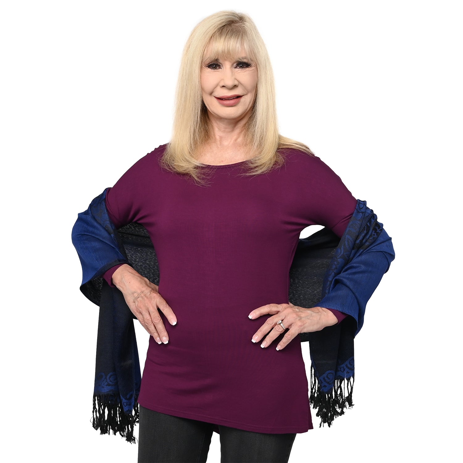 Nyc Closeout Royal Blue Roses Shawl