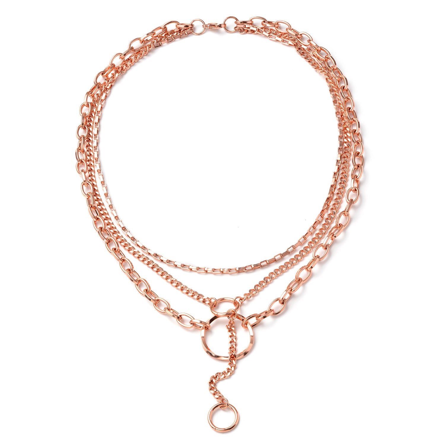 Triple Strand Layered Chain Necklace 20 Inches