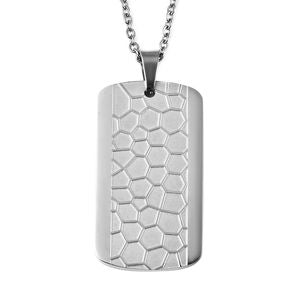 Men's Bracelet and Honey Comb  and Textured Dog Tag Pendant Necklace