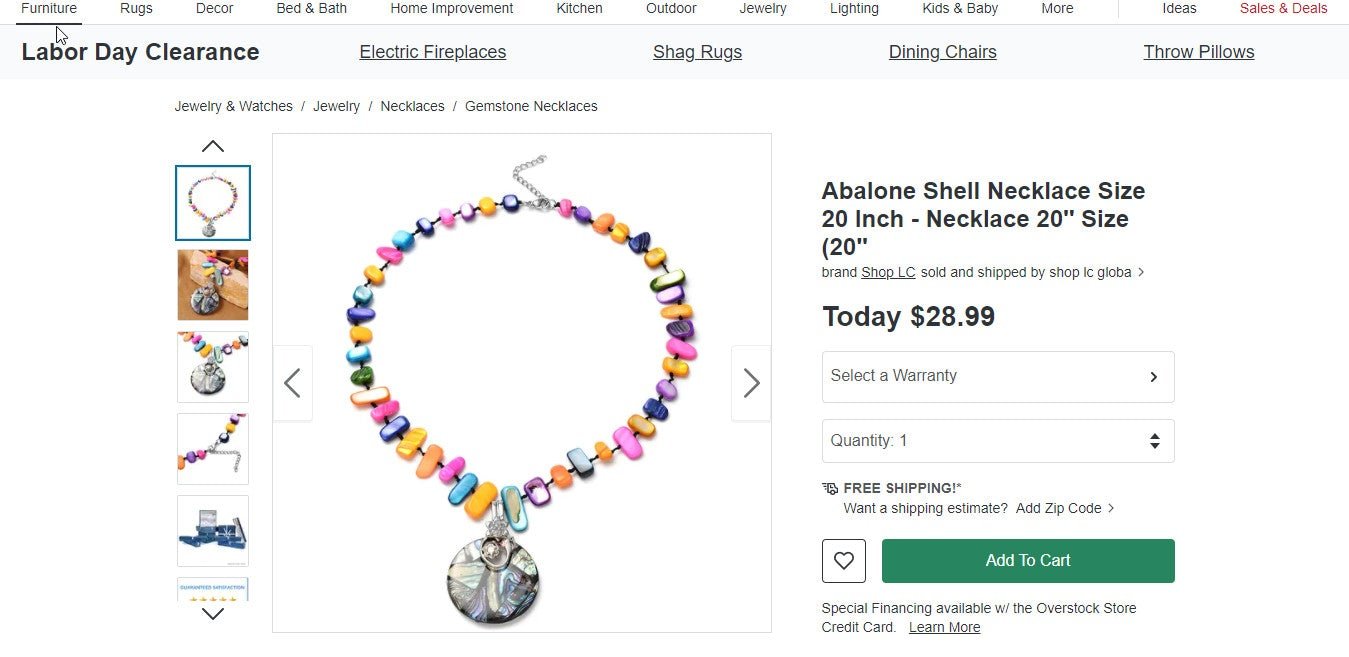 Matinee Abalone Shell Necklace