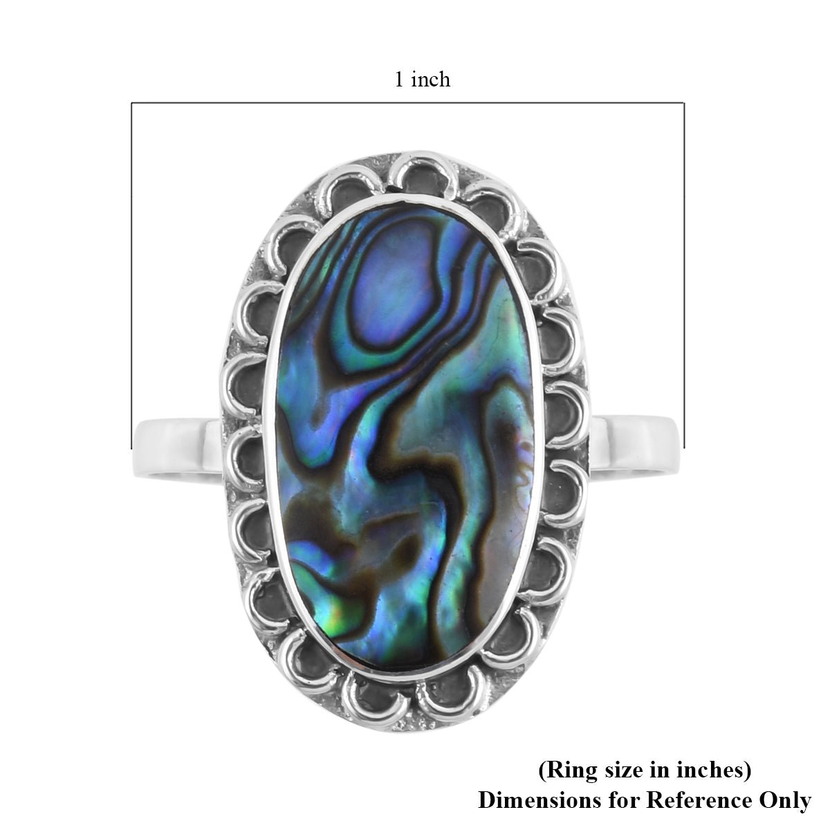 Abalone Shell Sterling Silver Ring Size 10