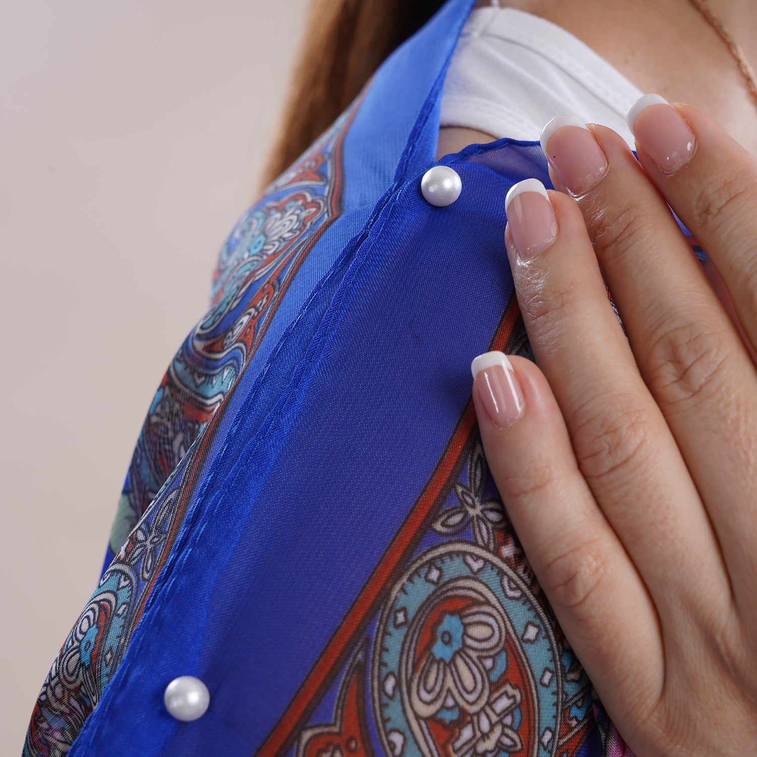 All in One Indigo Roman Garden Chiffon Tunic (One Size Fits Most)