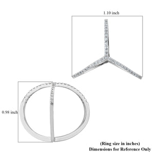 Andante Simulated Diamond Tri-Way Band Ring in Silvertone Size 7