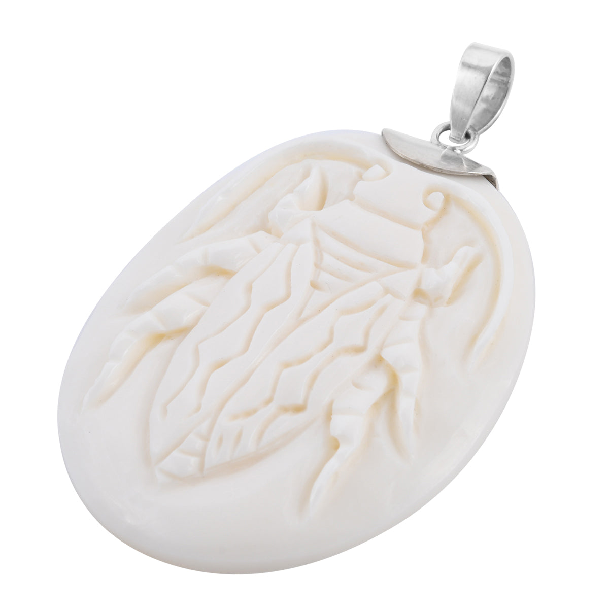 BALI Unisex Hand Carved Bone Beetle Pendant