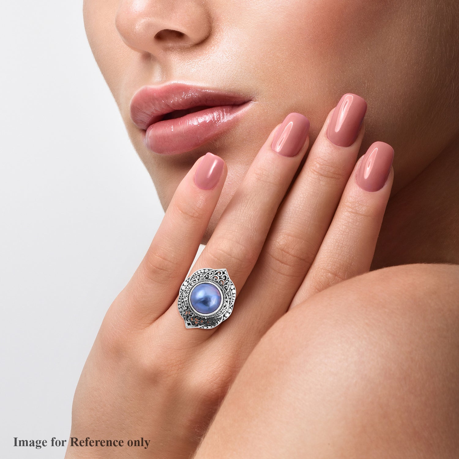 BALI LEGACY White or Blue Mabe Pearl Sterling Silver Ring