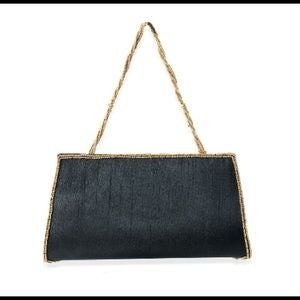 Beaded Black and Gold Evening Bag