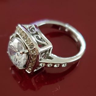 Princess Cut Pavé Style Halo Engagement Ring Size 5.5