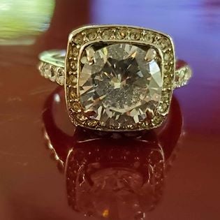 Princess Cut Pavé Style Halo Engagement Ring Size 5.5