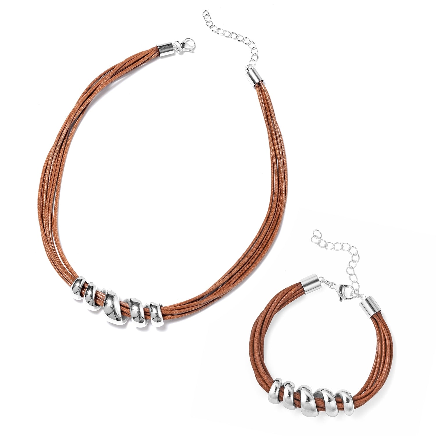 Faux Leather Necklace and Twisted Bracelet