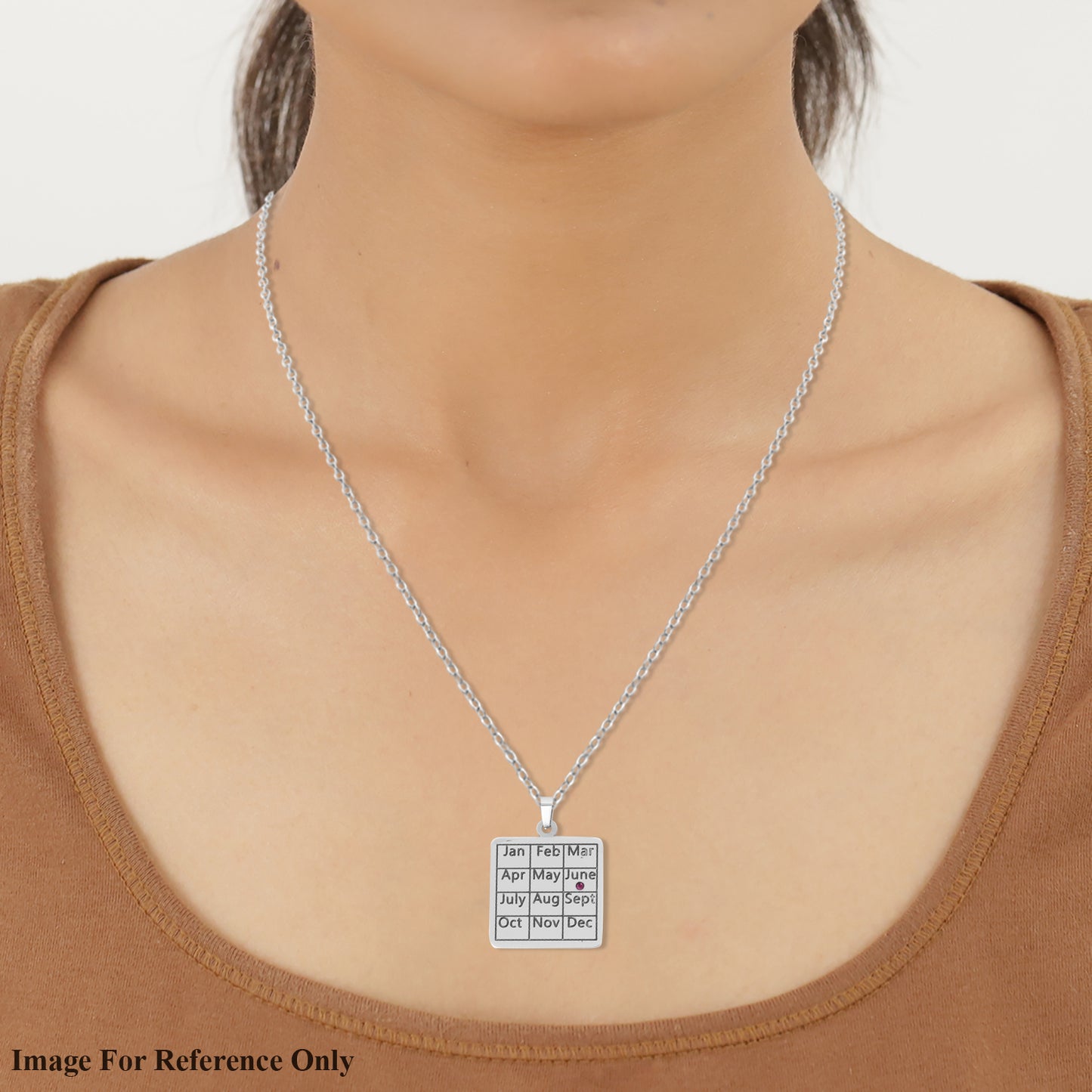 June Engraved Birthstone Necklace