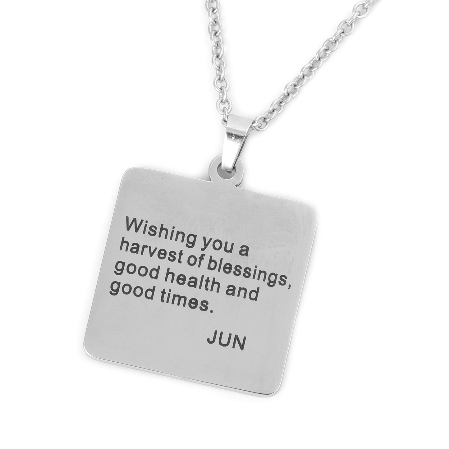 June Engraved Birthstone Necklace