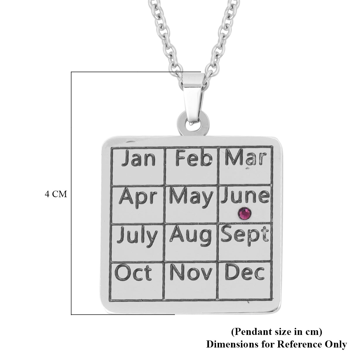 June Engraved Birthstone Necklace