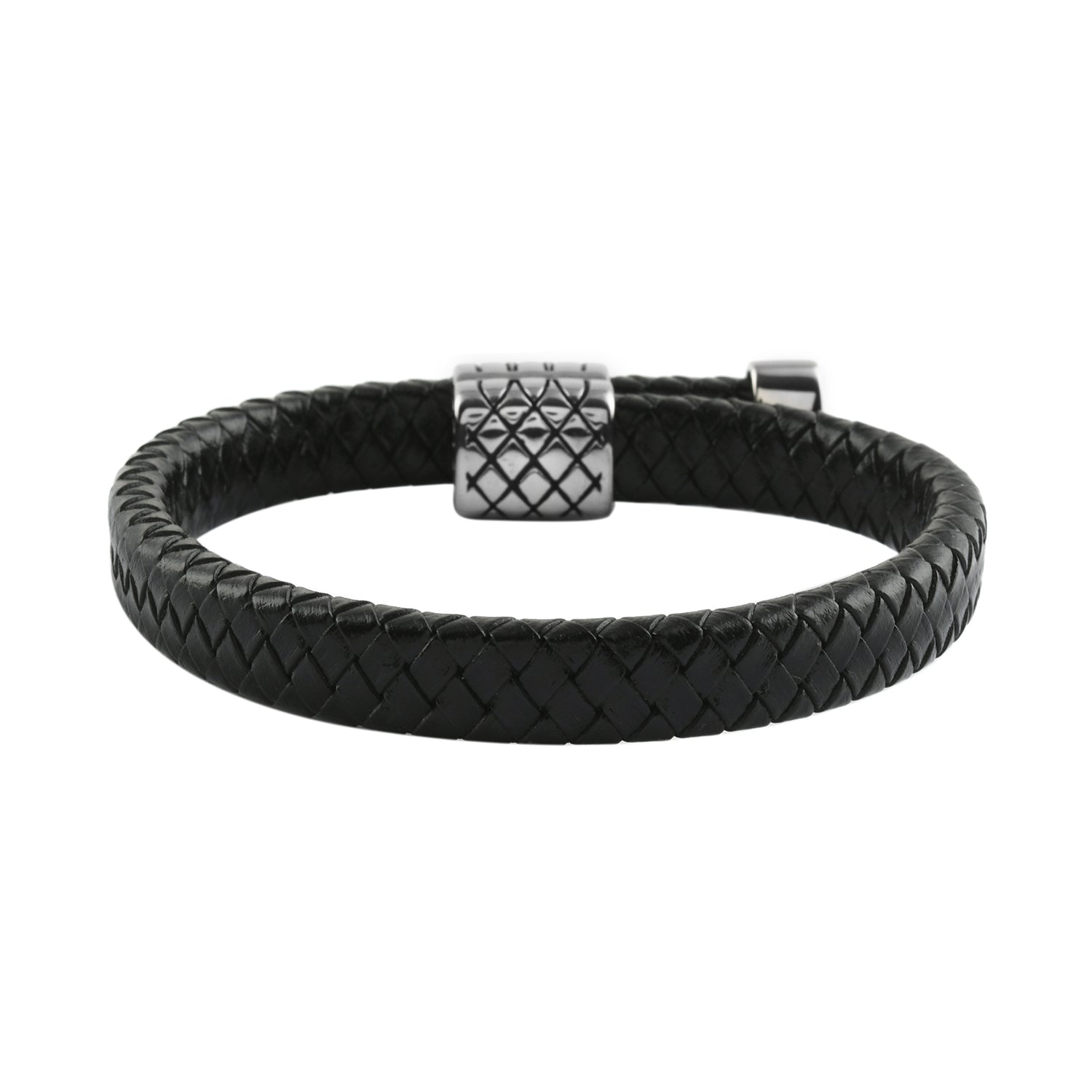 Men's Black Leather Braided Bracelet
