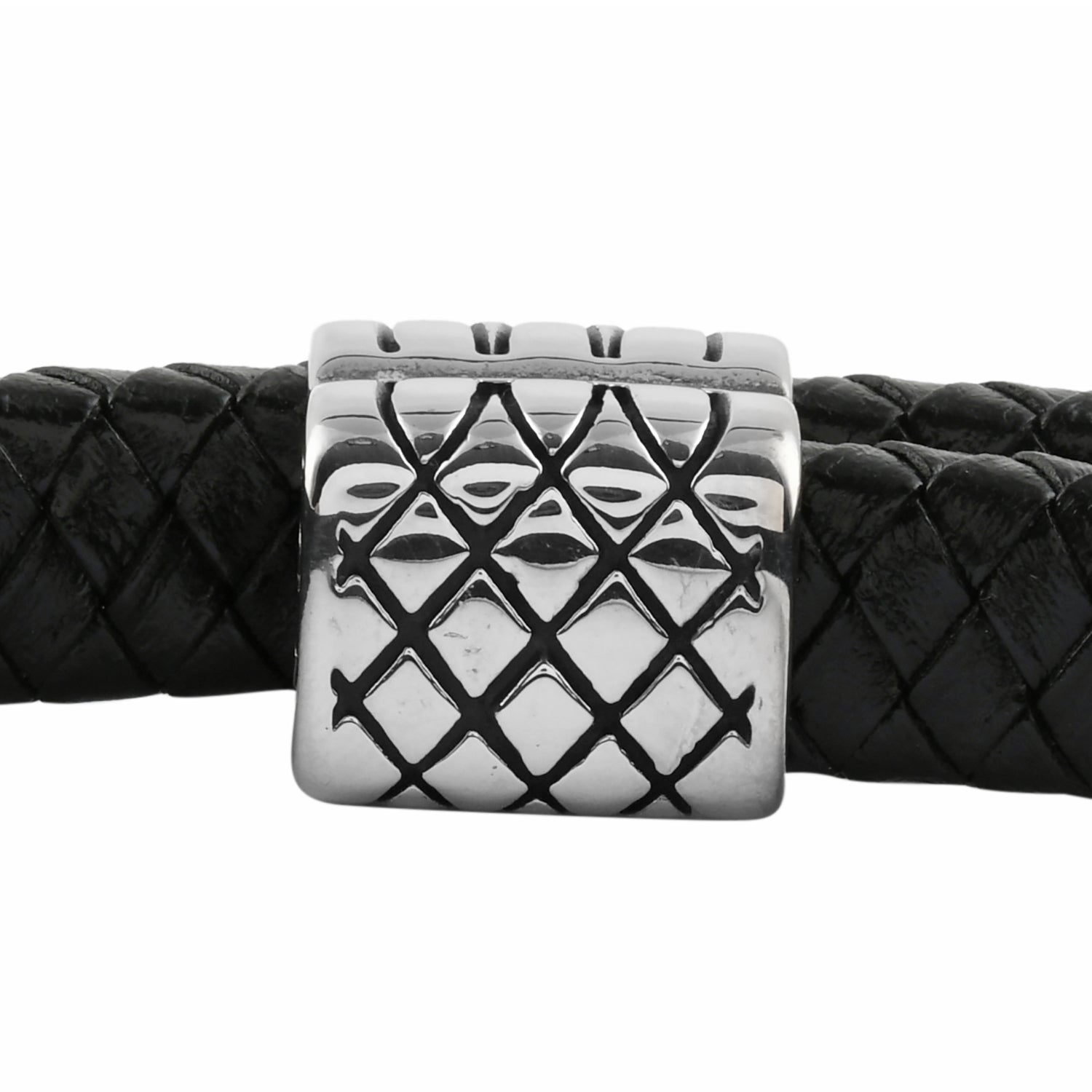 Men's Black Leather Braided Bracelet