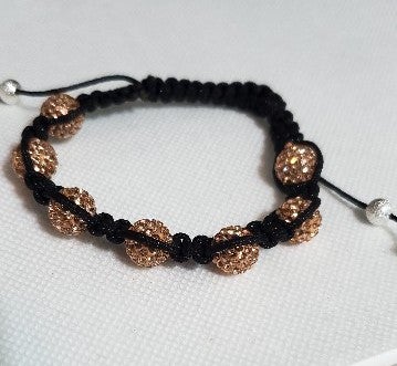 Black and Gold Crystal Bead Shamballa Bracelet