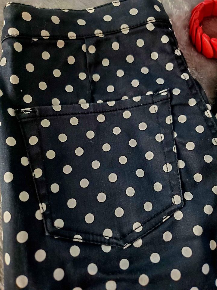 Black and White Polka Dot Stretch Skinny High Waist Jeans Size 7