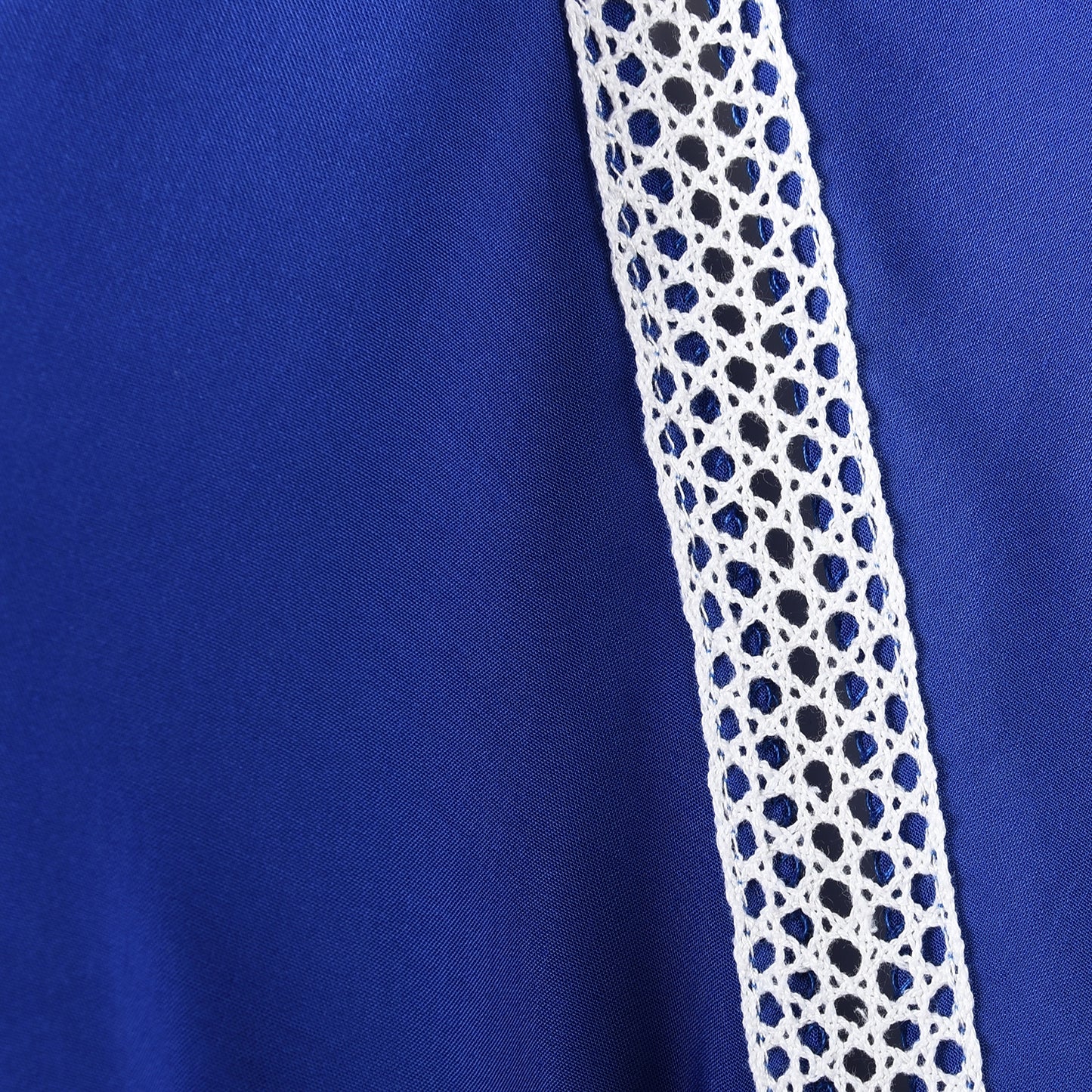 Blue Blouse with Lace Trim100% Viscose,