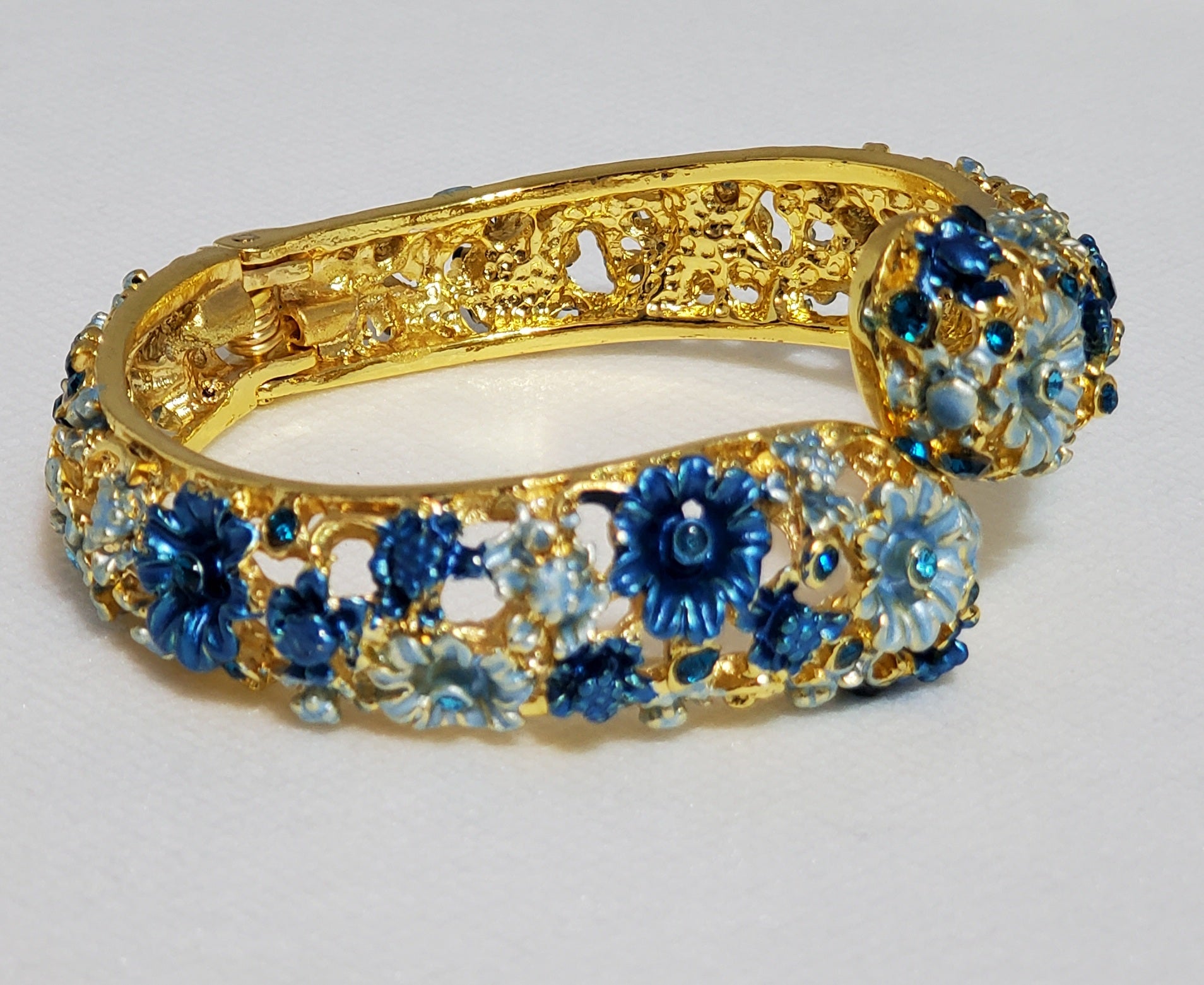 Blue Hand Painted Crystal Enameled Bracelet