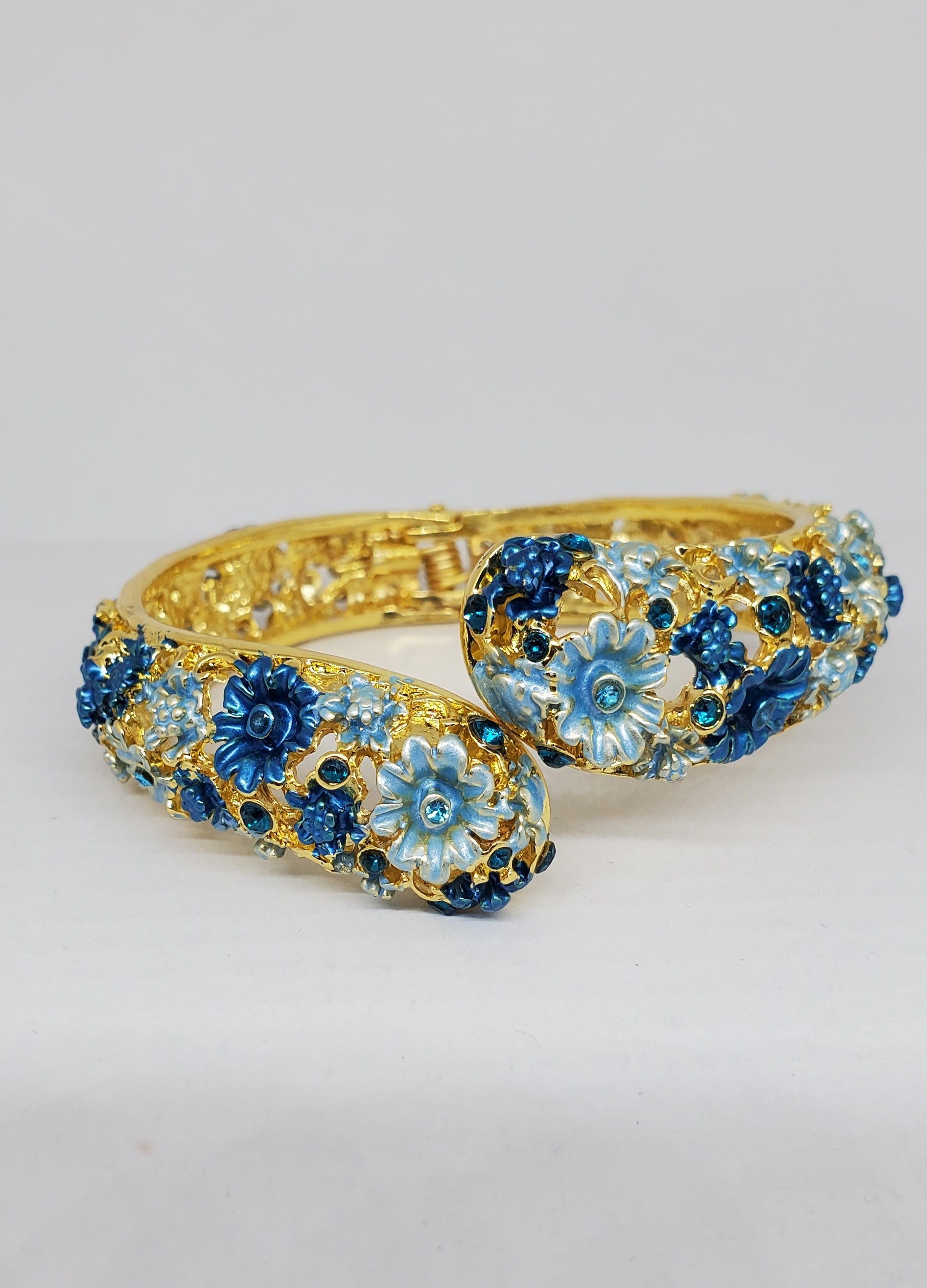 Blue Hand Painted Crystal Enameled Bracelet