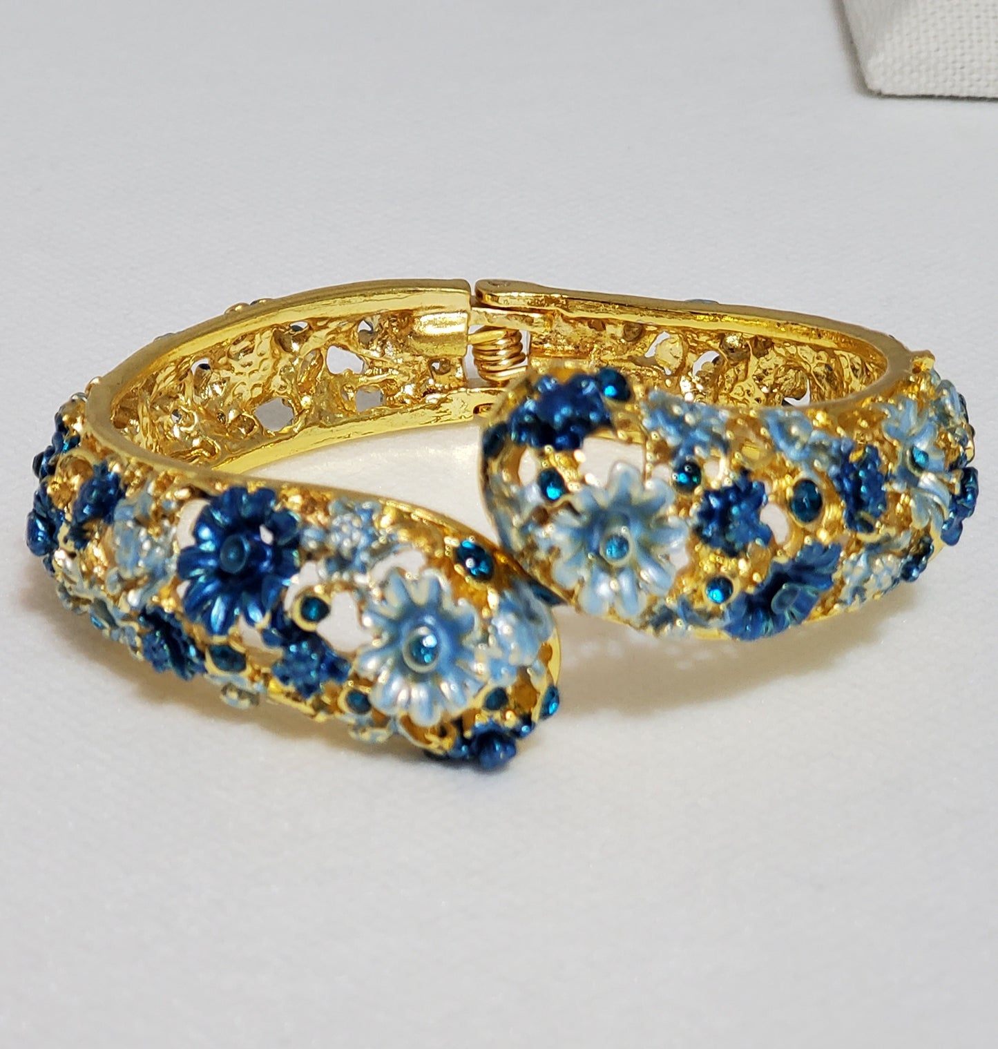 Blue Hand Painted Crystal Enameled Bracelet