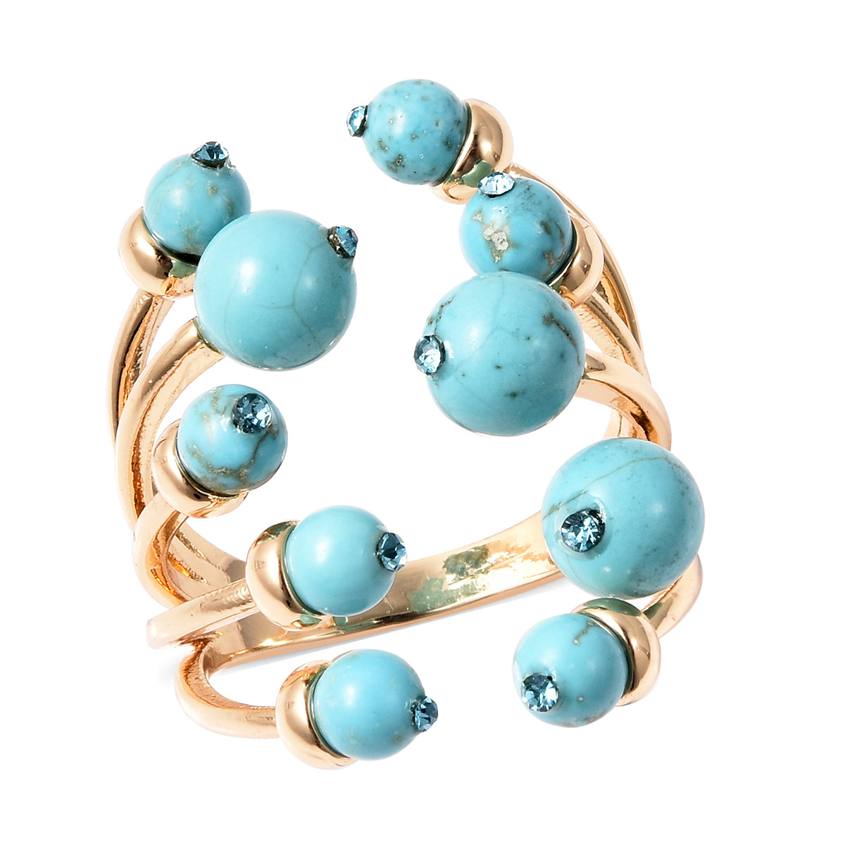 Open Cage Genuine Stone Ring in Lapis Lazuli, Tiger's Eye or Howlite