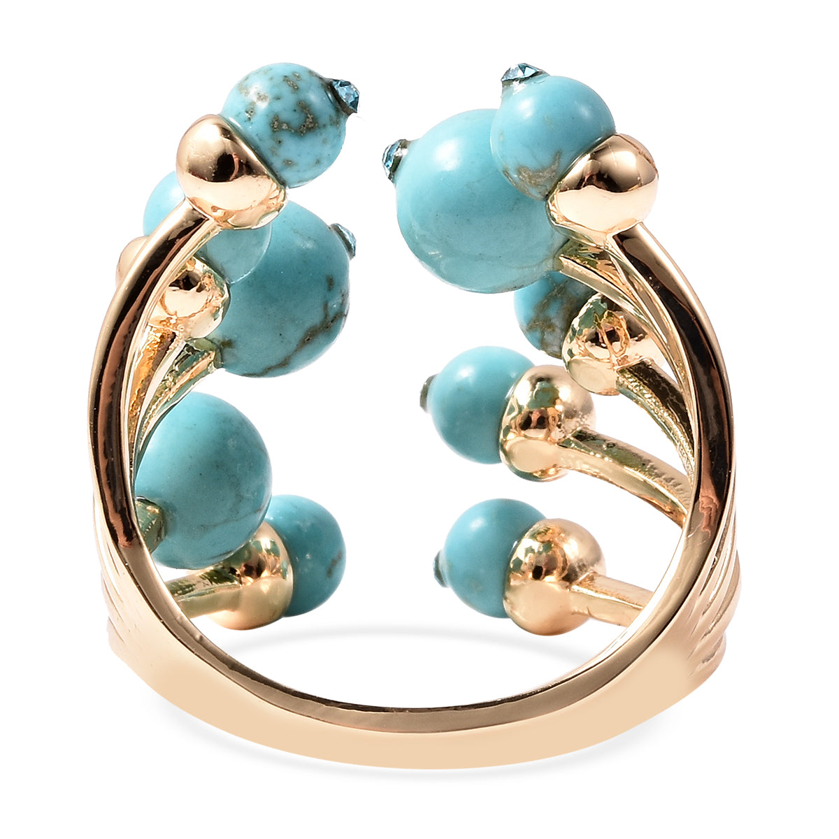 Open Cage Genuine Stone Ring in Lapis Lazuli, Tiger's Eye or Howlite