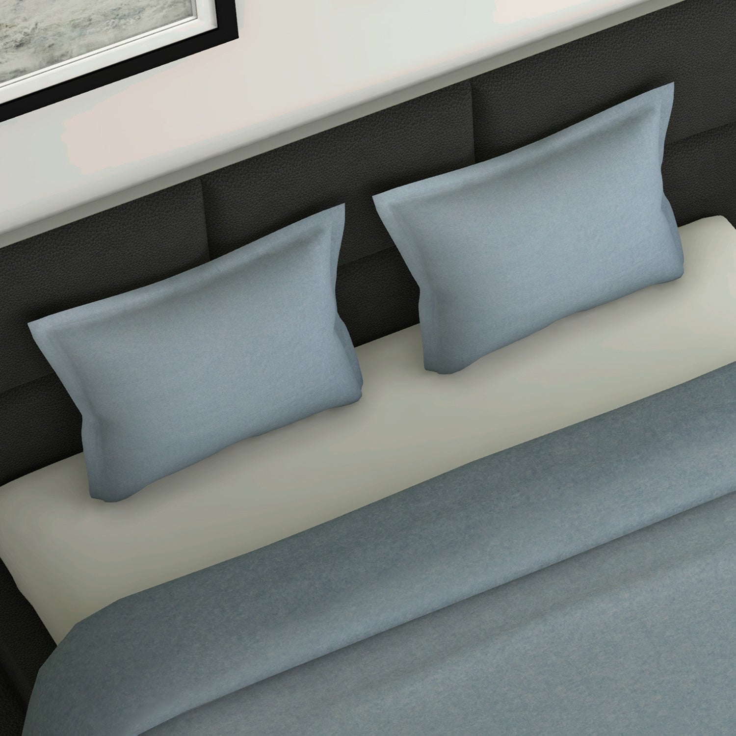 3 Piece Melange Blanket and Pillow Cases Blue or Green