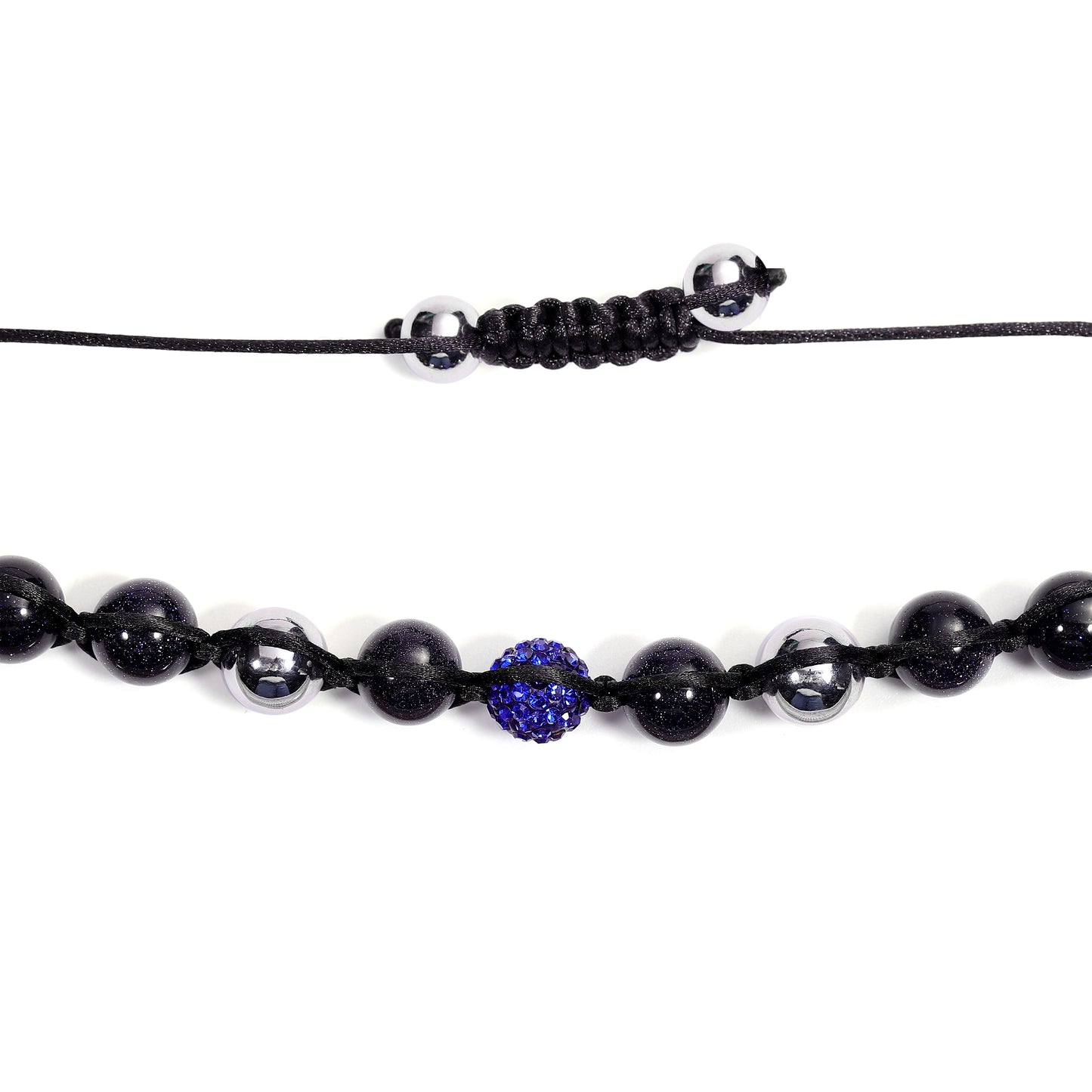 Blue Sandstone, Blue Austrian Crystal Shamballa Bracelet