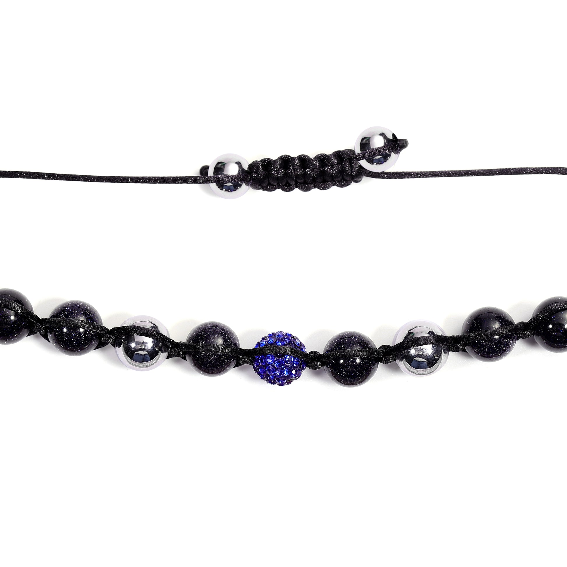 Blue Sandstone, Blue Austrian Crystal Shamballa Bracelet