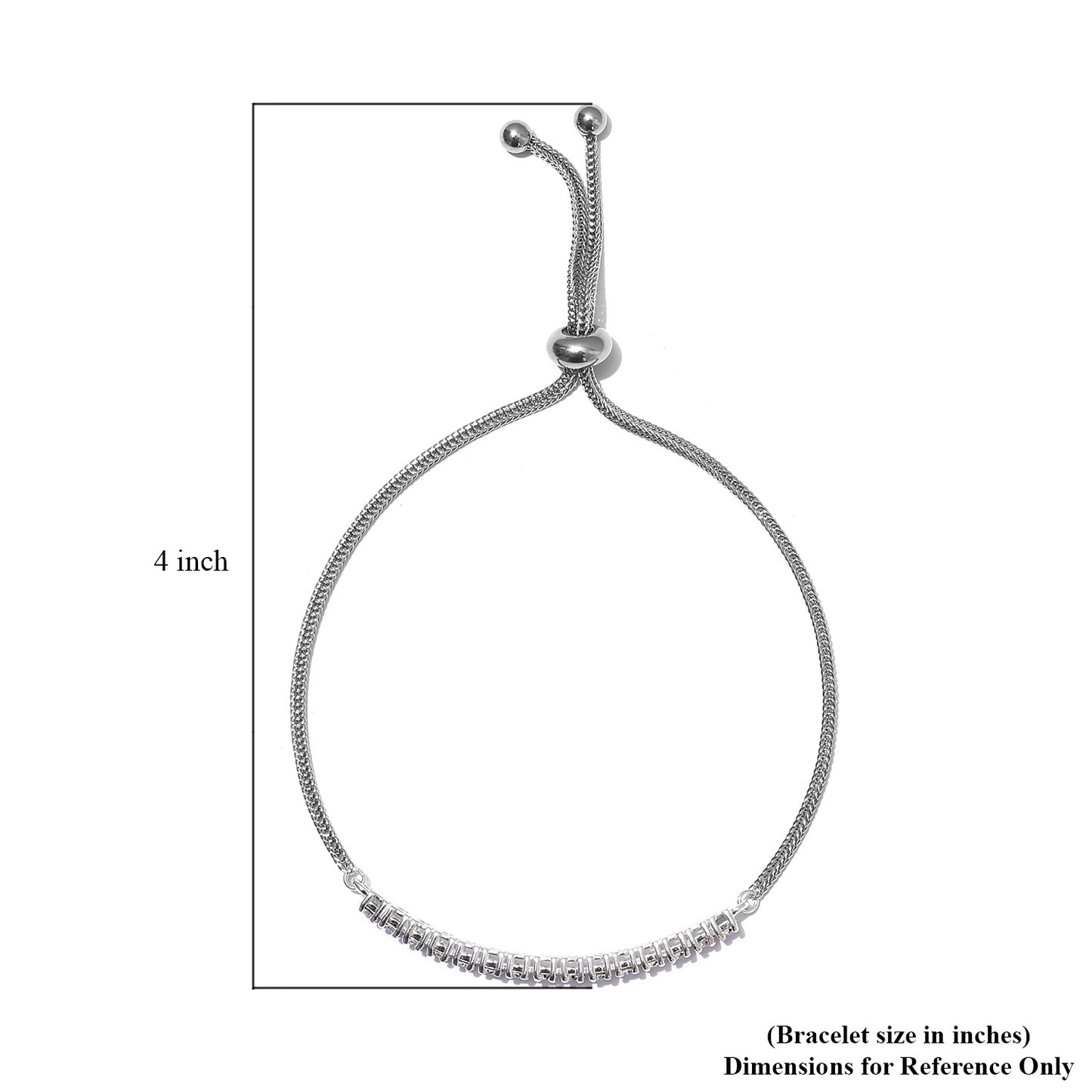 Bolo Bracelet in Sterling Silver Made with White Crystal from Swarovski