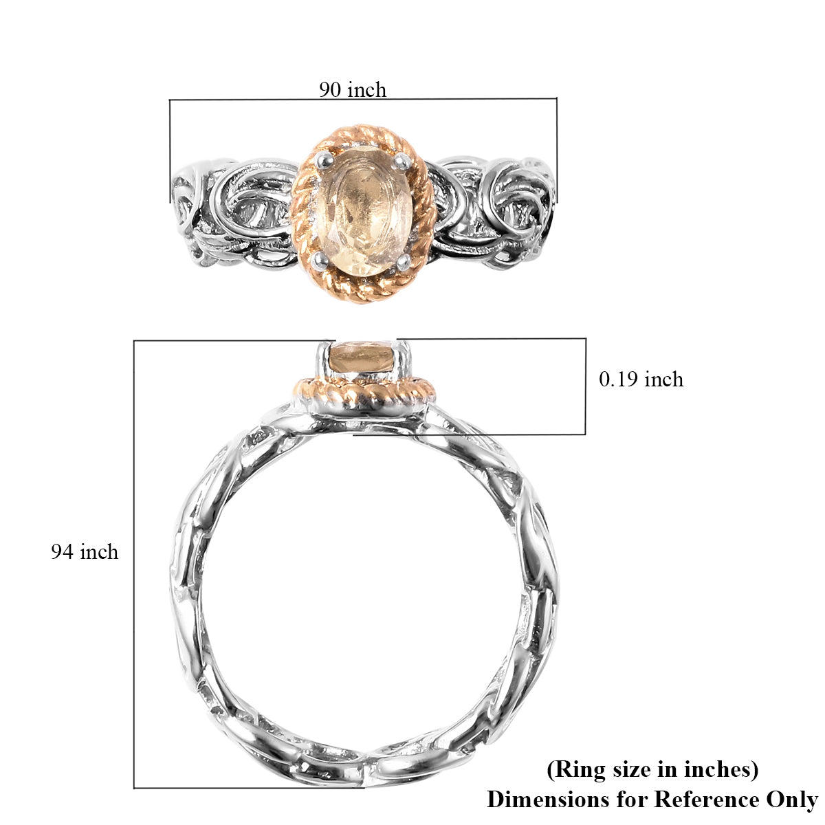 Oval Brazilian Citrine Ring Size 6