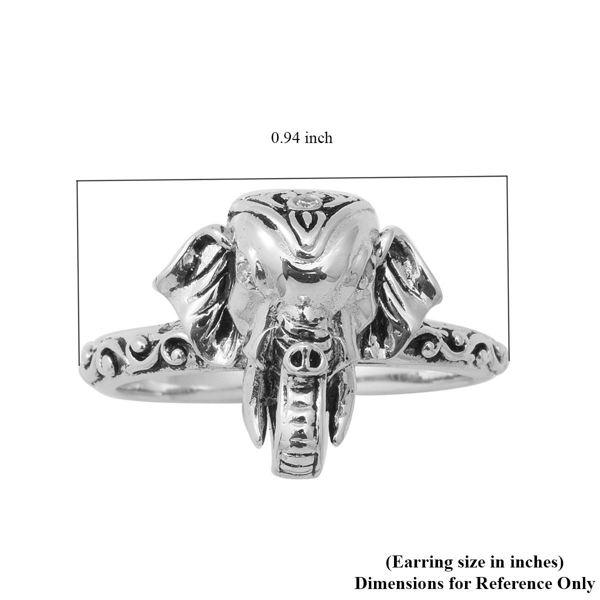 Burmese Ruby and Diamond Elephant Ring in Sterling Silver Size 7
